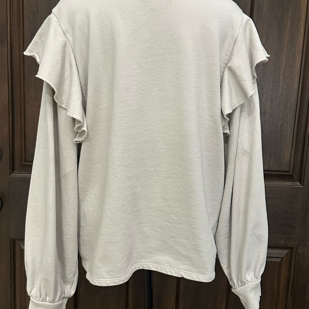 Universal Thread Women's Cream Ruffle Sleeve Sweatshirt - Picture 5 of 11